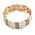 Grey/ Gold/ Metallic Silver Enamel Geometric Hammered Flex Bracelet In Gold Tone - 20cm Long - view 4