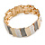 Grey/ Gold/ Metallic Silver Enamel Geometric Hammered Flex Bracelet In Gold Tone - 20cm Long - view 5