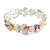 Pastel Multicoloured Enamel Floral Flex Bracelet in Silver Tone - 20cm Long - view 4