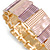 Pastel Pink/ Purple Enamel Geometric Hammered Flex Bracelet In Gold Tone - 20cm Long - view 3