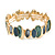 Teal Green/ Blue/ Grey Enamel Oval Cluster Textured Flex Bracelet In Gold Tone - 18cm Long - view 3