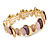 Pink/ Purple Enamel Oval Cluster Textured Flex Bracelet In Gold Tone - 18cm Long - view 3