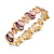 Pink/ Purple Enamel Oval Cluster Textured Flex Bracelet In Gold Tone - 18cm Long - view 4