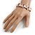Pink/ Purple Enamel Oval Cluster Textured Flex Bracelet In Gold Tone - 18cm Long - view 2