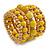 Wide Coiled Ceramic, Acrylic, Wood Bead Bracelet (Yellow/ Natural) - Adjustable - view 3