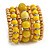 Wide Coiled Ceramic, Acrylic, Wood Bead Bracelet (Yellow/ Natural) - Adjustable - view 4