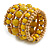 Wide Coiled Ceramic, Acrylic, Wood Bead Bracelet (Yellow/ Natural) - Adjustable - view 6