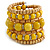 Wide Coiled Ceramic, Acrylic, Wood Bead Bracelet (Yellow/ Natural) - Adjustable - view 7