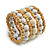 Wide Coiled Ceramic, Acrylic, Wood Bead Bracelet (Snow White/ Cream/ Natural) - Adjustable - view 3