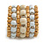 Wide Coiled Ceramic, Acrylic, Wood Bead Bracelet (Snow White/ Cream/ Natural) - Adjustable - view 6