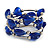 Multistrand Blue Glass Heart Bead Coiled Flex Bracelet In Silver Tone - Adjustable