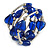 Multistrand Blue Glass Heart Bead Coiled Flex Bracelet In Silver Tone - Adjustable - view 3