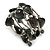 Multistrand Black Glass Heart Bead Coiled Flex Bracelet In Silver Tone - Adjustable - view 4