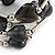 Multistrand Black Glass Heart Bead Coiled Flex Bracelet In Silver Tone - Adjustable - view 5