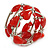 Multistrand Red Glass Heart Bead Coiled Flex Bracelet In Silver Tone - Adjustable - view 3