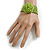 Statement Beaded Flower Stretch Bracelet In Lime Green - 18cm L - Adjustable - view 2