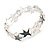 Grey/ White Enamel Starfish Flex Bracelet in Silver Tone - 20cm Long - view 6
