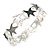 Grey/ White Enamel Starfish Flex Bracelet in Silver Tone - 20cm Long