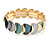 Teal/ Grey/ Blue Enamel Curly Oval Cluster Textured Flex Bracelet In Gold Tone - 20cm Long - view 3