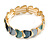 Teal/ Grey/ Blue Enamel Curly Oval Cluster Textured Flex Bracelet In Gold Tone - 20cm Long - view 4