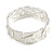 Metallic Silver Enamel Geometric Hammered Flex Bracelet In Silver Tone - 20cm Long - view 4