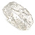 Metallic Silver Enamel Geometric Hammered Flex Bracelet In Silver Tone - 20cm Long - view 5