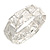 Metallic Silver Enamel Geometric Hammered Flex Bracelet In Silver Tone - 20cm Long - view 6