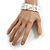 Metallic Silver Enamel Geometric Hammered Flex Bracelet In Silver Tone - 20cm Long - view 2