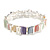 Pastel Multicoloured Enamel Curly Squares Geometric Flex Bracelet in Silver Tone - 20cm Long - view 4