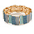 Teal Green/ Blue Enamel Geometric Hammered Flex Bracelet In Gold Tone - 20cm Long - view 3