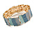 Teal Green/ Blue Enamel Geometric Hammered Flex Bracelet In Gold Tone - 20cm Long - view 4