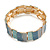 Teal Green/ Blue Enamel Geometric Hammered Flex Bracelet In Gold Tone - 20cm Long - view 5