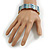 Teal Green/ Blue Enamel Geometric Hammered Flex Bracelet In Gold Tone - 20cm Long - view 2