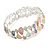 Pastel Multi Enamel Infinity Cluster Textured Flex Bracelet In Silver Tone - 20cm Long - view 4
