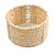 Cream Glass Bead Flex Cuff Bracelet - Medium - view 4
