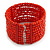 Brick Red Glass Bead Flex Cuff Bracelet - Medium - view 4