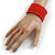 Brick Red Glass Bead Flex Cuff Bracelet - Medium - view 3