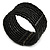 Black Glass Bead Flex Cuff Bracelet - Medium
