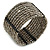 Taupe Grey Glass Bead Flex Cuff Bracelet - Medium - view 6