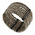 Taupe Grey Glass Bead Flex Cuff Bracelet - Medium - view 2