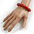 13mm Brick Red Round Ceramic Bead Flex Bracelet - Size S/M - view 3