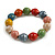 15mm Multicoloured Off Round Ceramic Bead Flex Bracelet - Size M