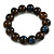15mm Dark Brown/Blue Round Ceramic Bead Flex Bracelet - Size S - view 2