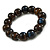 15mm Dark Brown/Blue Round Ceramic Bead Flex Bracelet - Size S - view 4