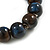 15mm Dark Brown/Blue Round Ceramic Bead Flex Bracelet - Size S - view 5