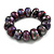 Chunky Wooden Bead Colour Fusion Flex Bracelet (Purple/Black/Silver/Red) - M/ L