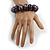 Chunky Wooden Bead Colour Fusion Flex Bracelet (Purple/Black/Silver/Red) - M/ L - view 3