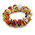 Chunky Wooden Bead Colour Fusion Flex Bracelet (White/Red/Black/Yellow/ Purple) - M/ L - view 2
