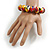 Chunky Wooden Bead Colour Fusion Flex Bracelet (White/Red/Black/Yellow/ Purple) - M/ L - view 3