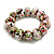 Chunky Wooden Bead Colour Fusion Flex Bracelet (White/Red/Black/Green) - M/ L